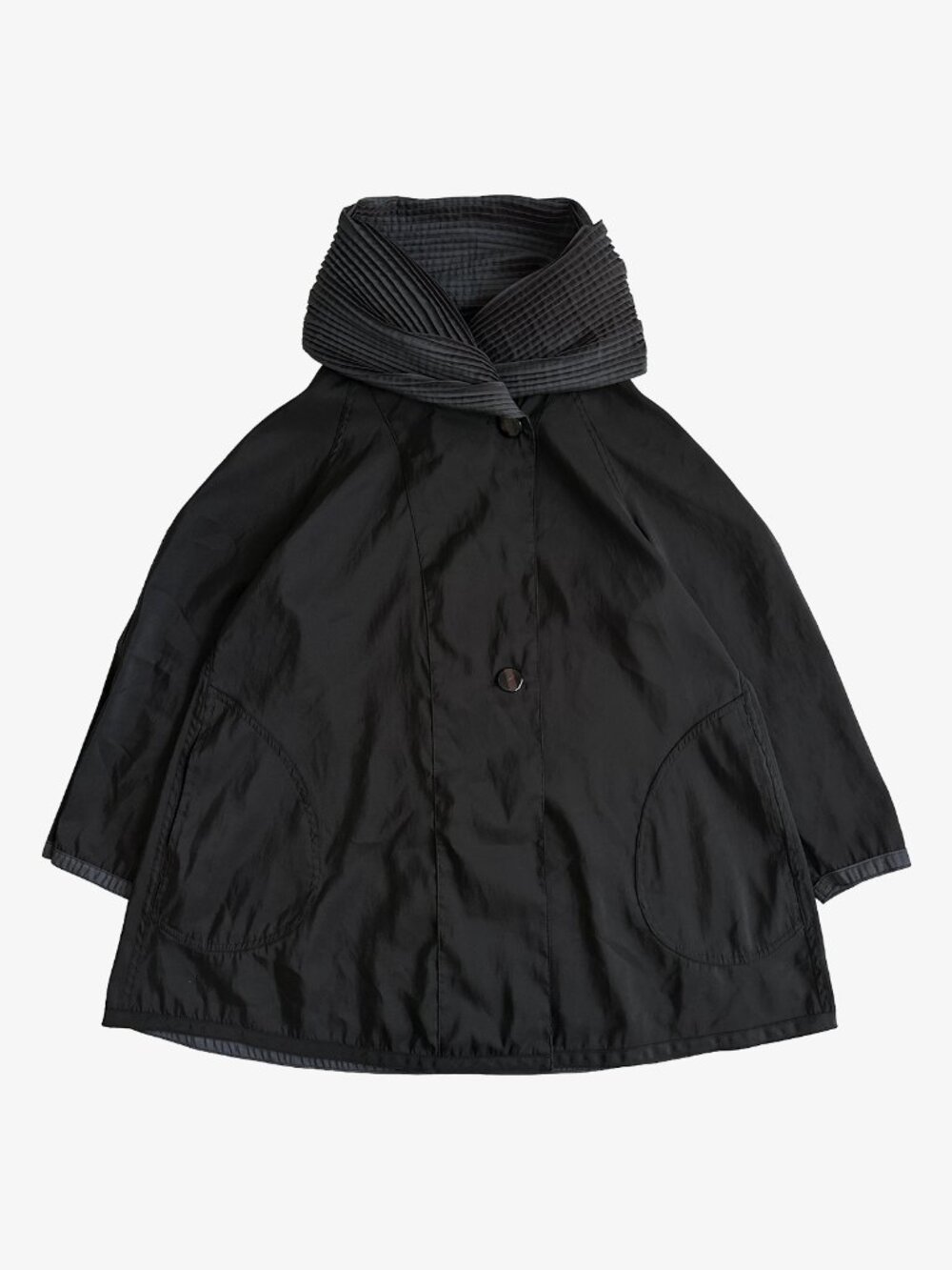 Mycra Pac Black Wide Collar Coat